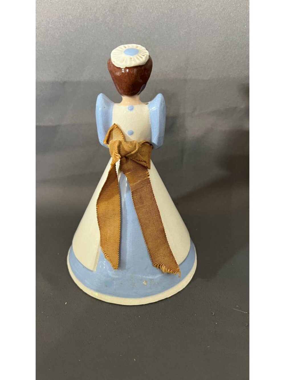 Vintage Hand Painted Ceramic Nurse Figurine Bell With Ribbon Accent - Picture 3 of 5